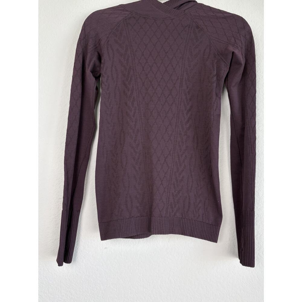 Lululemon Rest Less Hoodie Black Cherry Fitted Textured Sz 4 Athletic Gym
